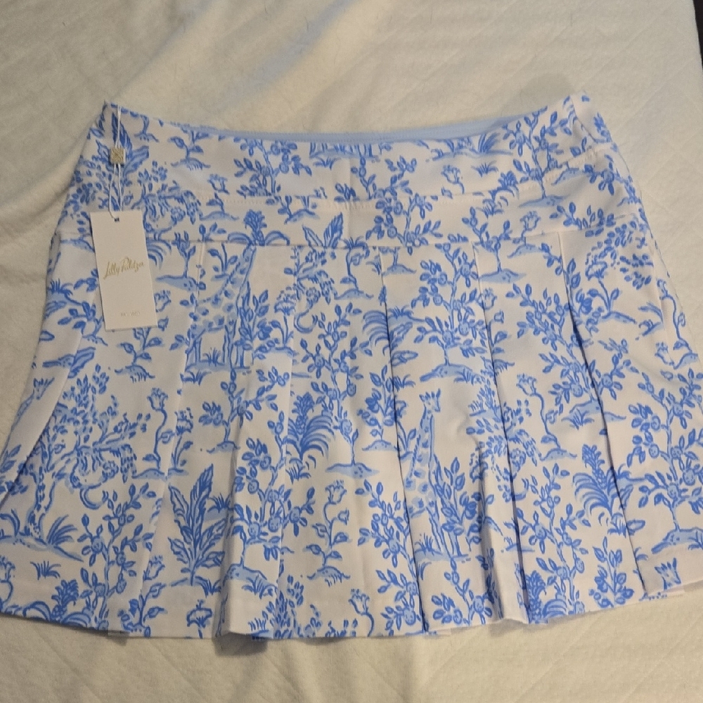 Lilly Pulitzer White and Blue Floral Mini Skirt